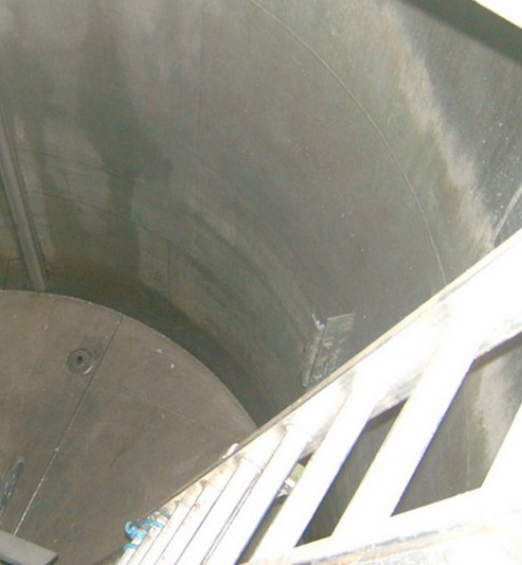 inside of industrial tank during tank cleaning services